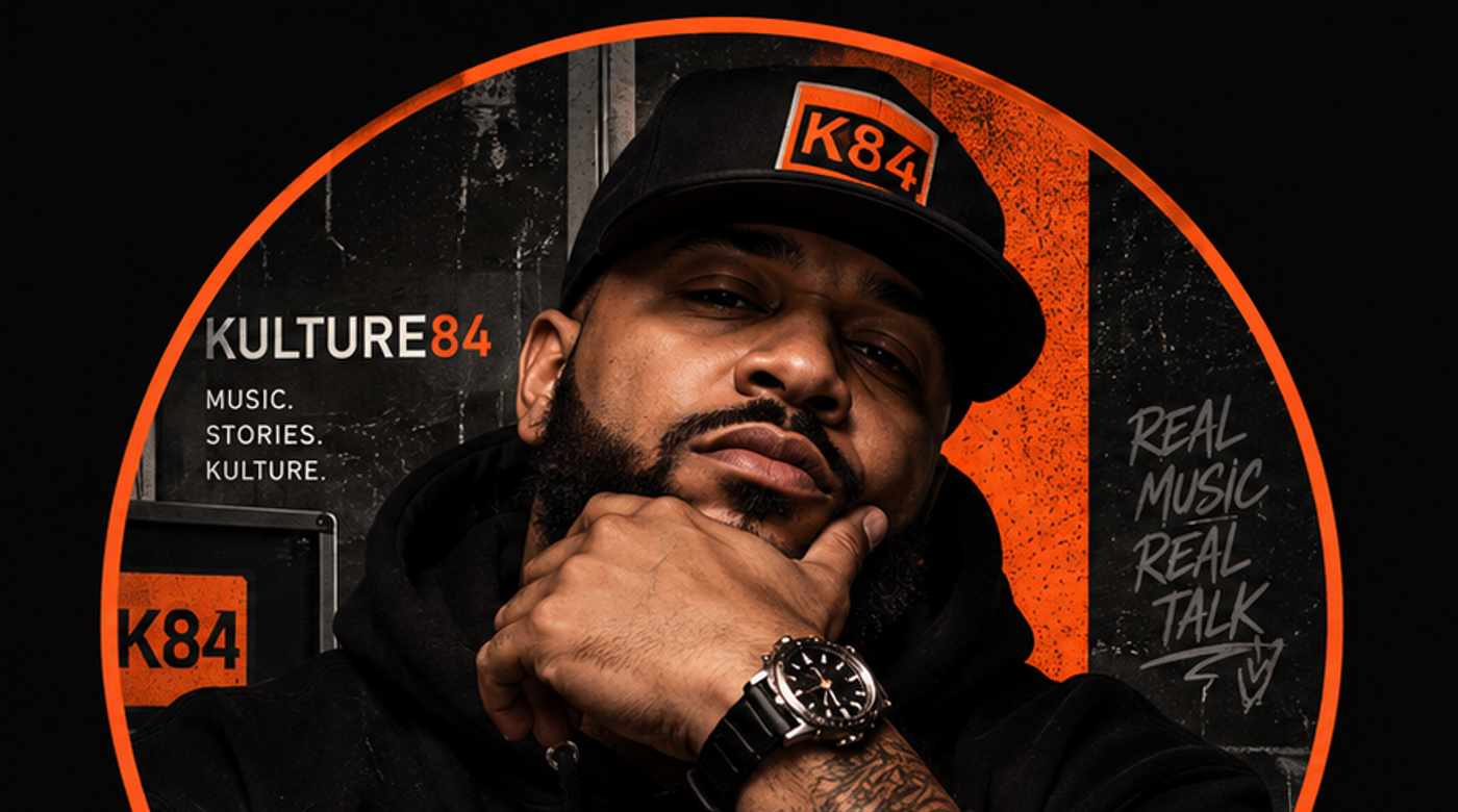 Jus’ Deek in KULTURE84 black-and-orange editorial artwork, used as an approved placeholder for a column about music metadata and royalty matching